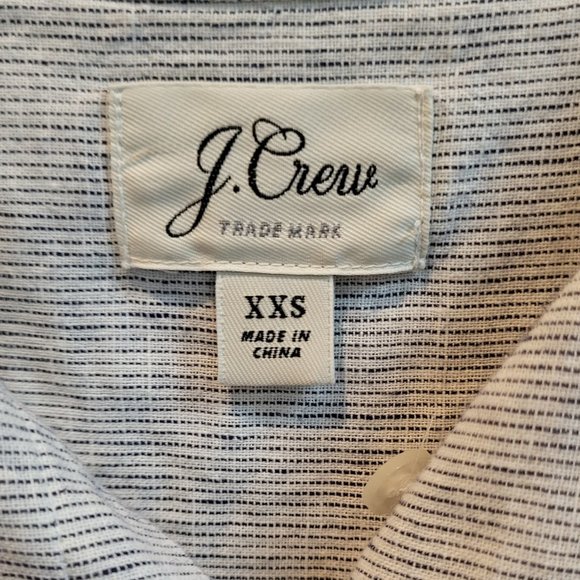 J. Crew Gathered Front Linen and Cotton  Grey Pin Stripe Popover Shirt - Picture 8 of 8